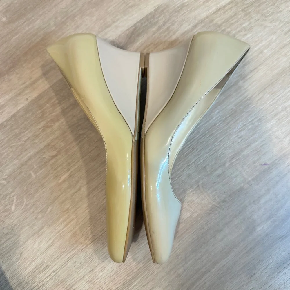 Cole Haan Wedge Pump Womens 7.5 Multi Nude Patent Leather Grand Signature Office